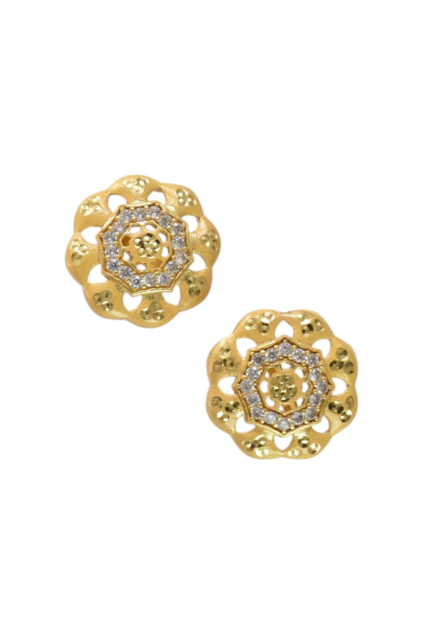 Gold-Toned Stone Stud Earrings with Elegant Finish for Women and Girls