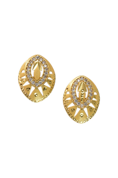 Gold-Toned Stone Stud Earrings with Elegant Finish for Women and Girls