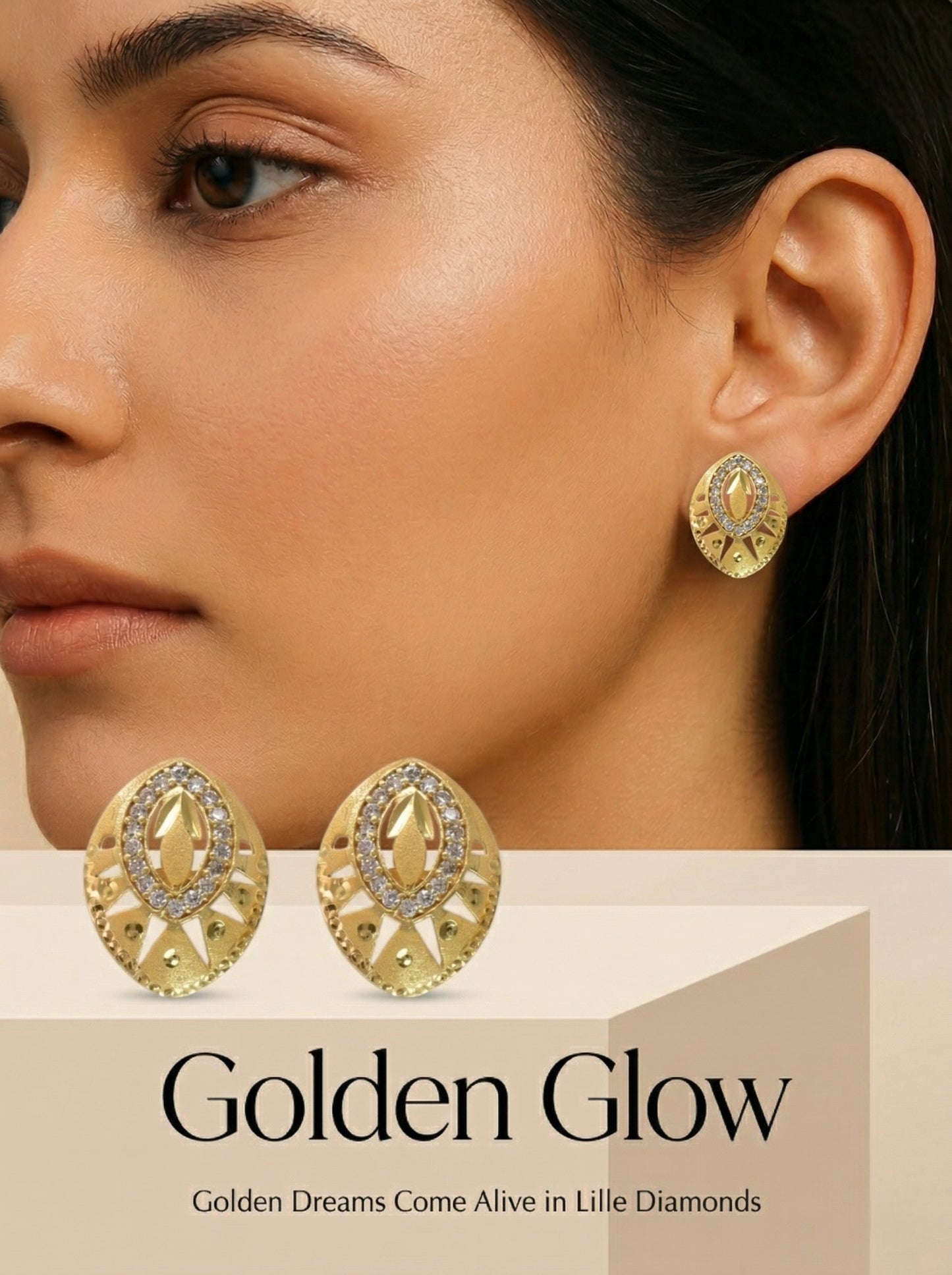 Gold-Toned Stone Stud Earrings with Elegant Finish for Women and Girls