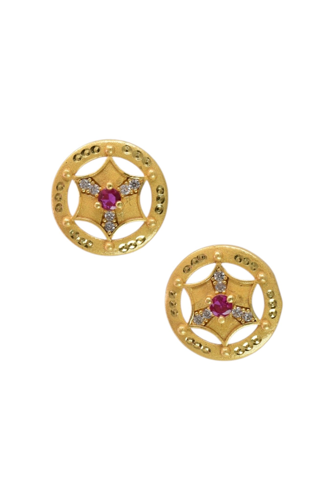 Gold-Toned Stone Stud Earrings with Elegant Finish for Women and Girls