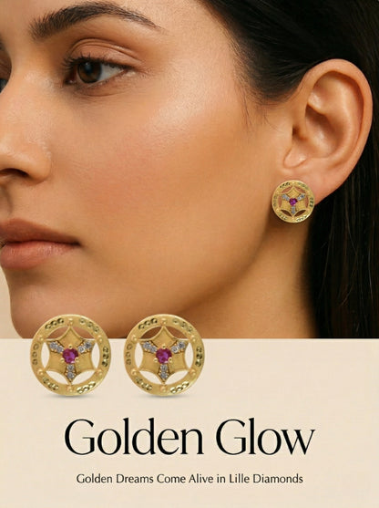 Gold-Toned Stone Stud Earrings with Elegant Finish for Women and Girls