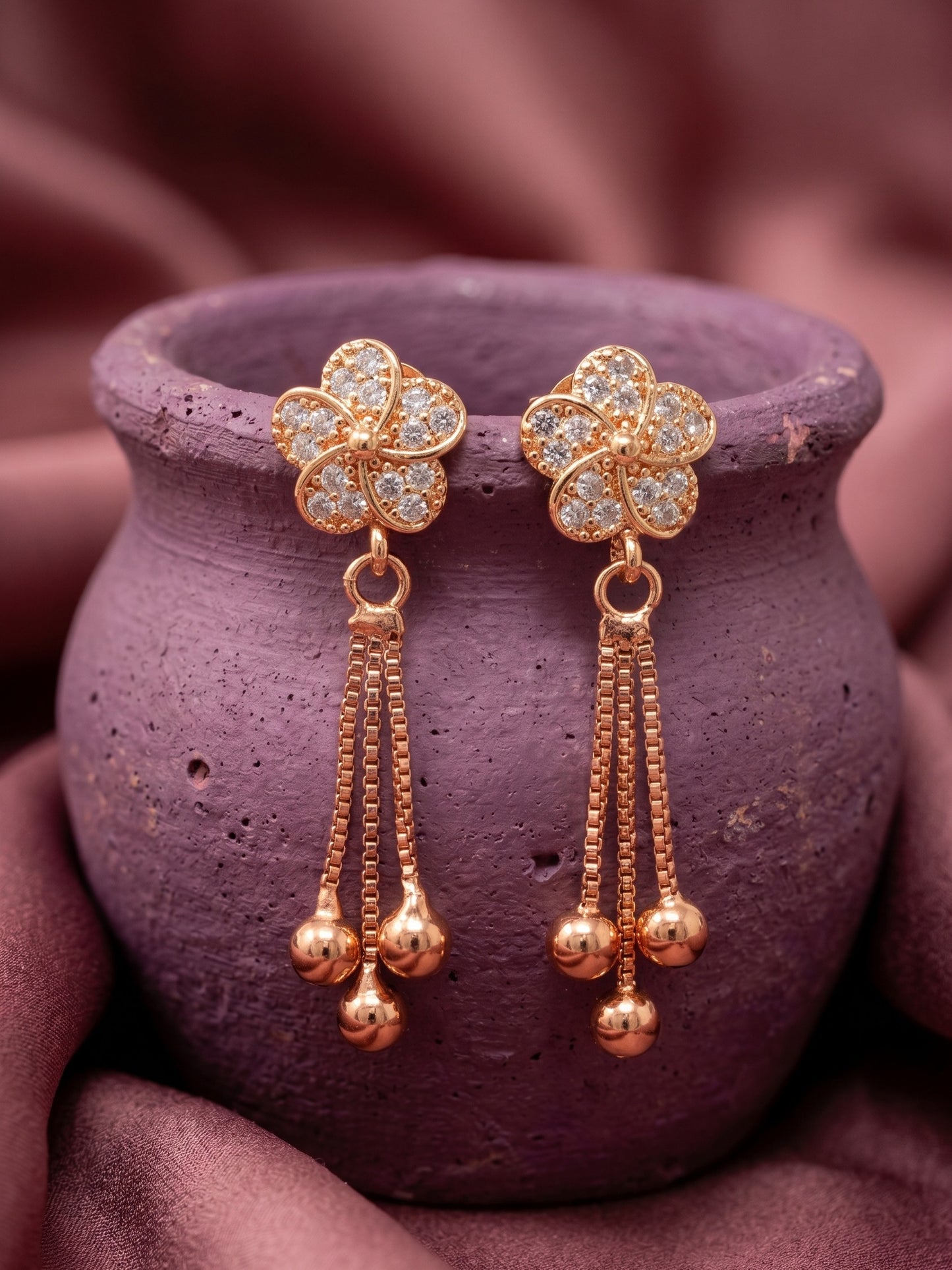 Elegant Premium Stone Studded Drop Earrings for Women