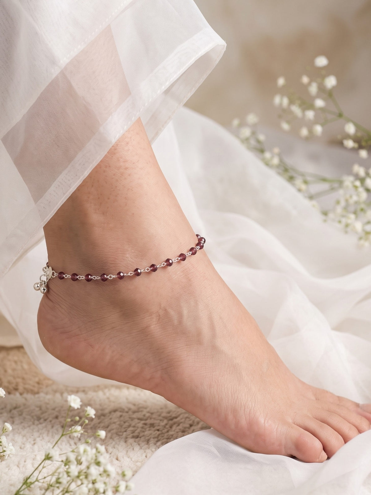 Minimal Stylish Lightweight Silver Plated Anklet for Women and Girls