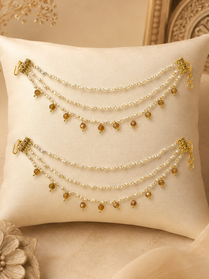 Traditional Pearl Beaded Ear Chain Accessory for Women and Girls