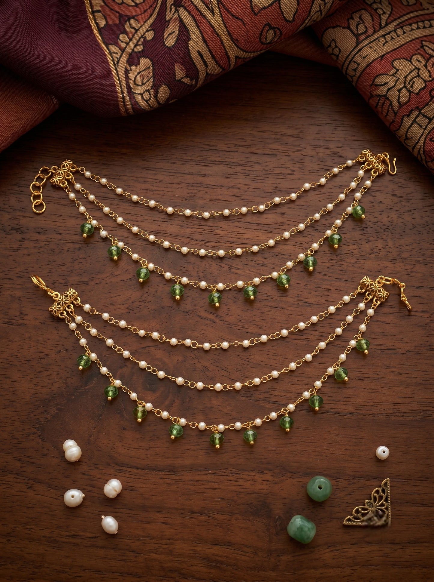 Traditional Pearl Beaded Ear Chain Accessory for Women and Girls