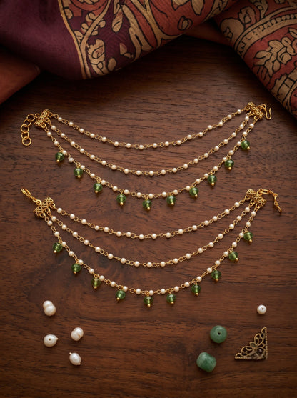 Traditional Pearl Beaded Ear Chain Accessory for Women and Girls