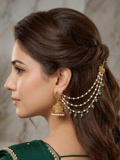 Traditional Pearl Beaded Ear Chain Accessory for Women and Girls