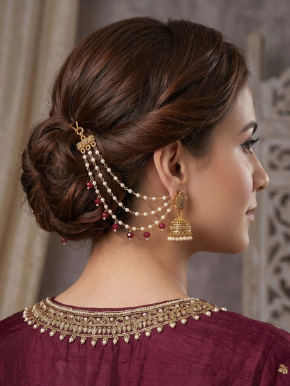 Traditional Pearl Beaded Ear Chain Accessory for Women and Girls