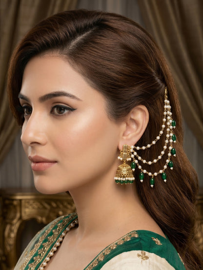 Traditional Pearl Beaded Ear Chain Accessory for Women and Girls