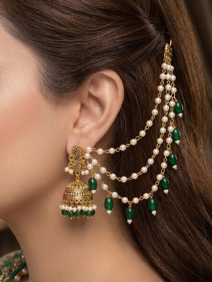 Traditional Pearl Beaded Ear Chain Accessory for Women and Girls
