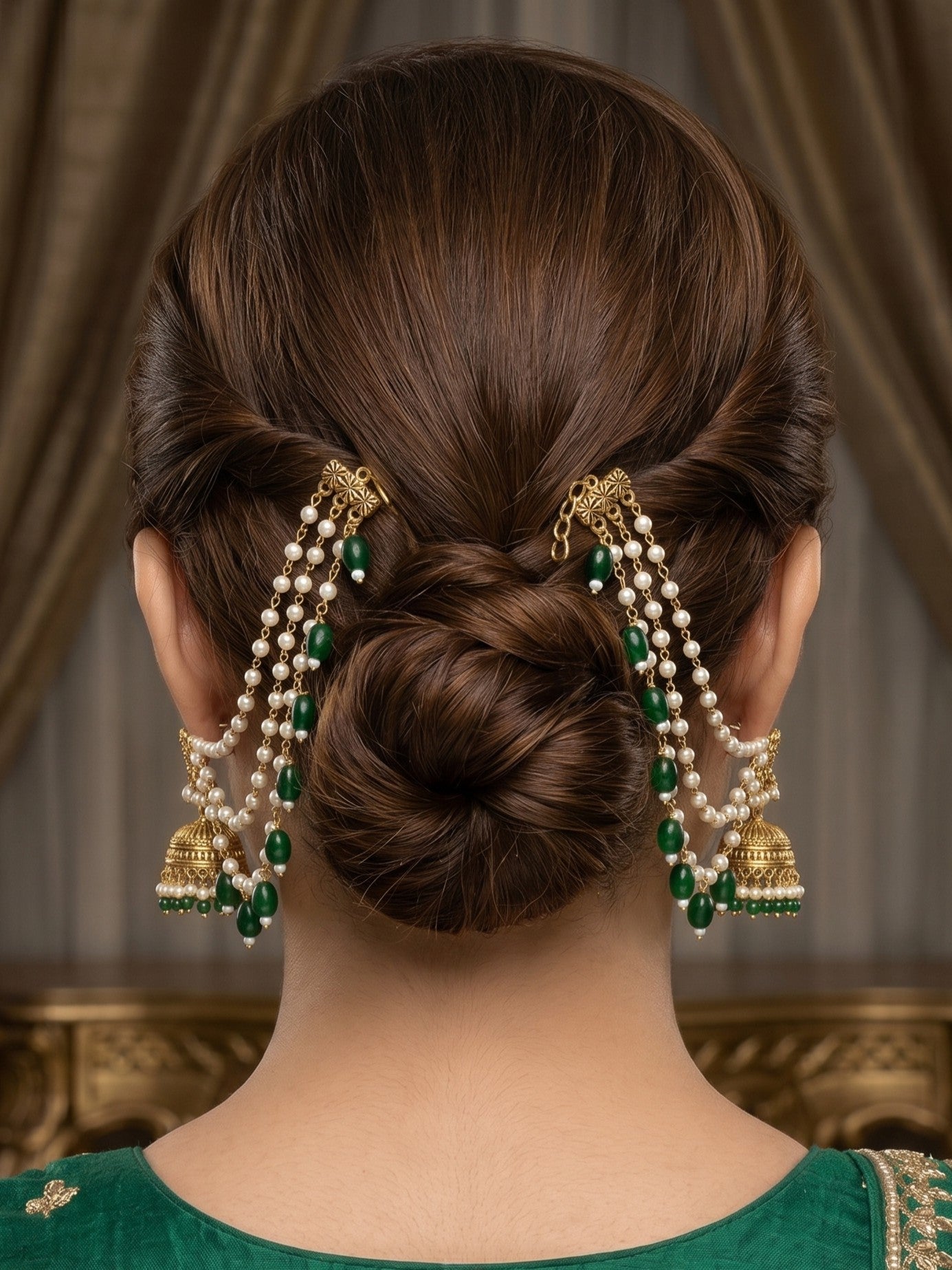 Traditional Pearl Beaded Ear Chain Accessory for Women and Girls