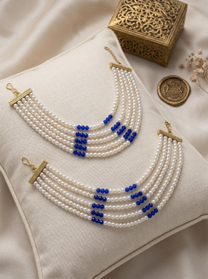Gold Plated Multi-Layer Pearl Beaded Ear Chain for Women and Girls