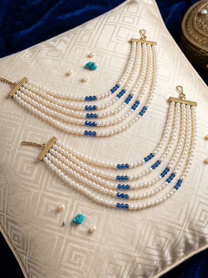 Gold Plated Multi-Layer Pearl Beaded Ear Chain for Women and Girls