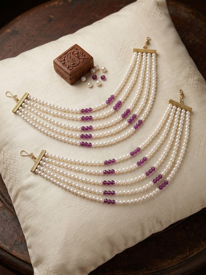 Gold Plated Multi-Layer Pearl Beaded Ear Chain for Women and Girls