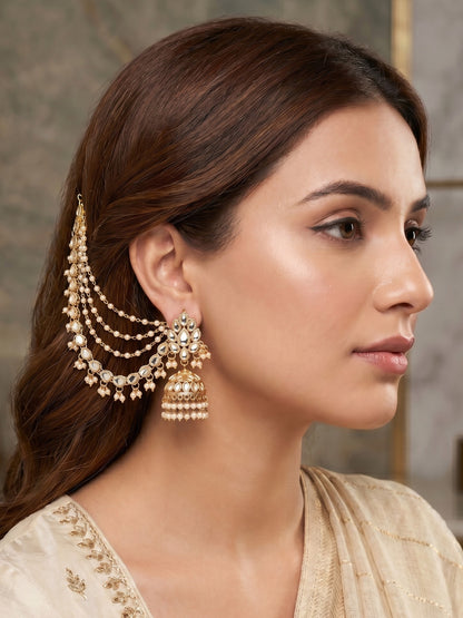 Traditional Pearl Beaded Ear Chain Accessory for Women and Girls