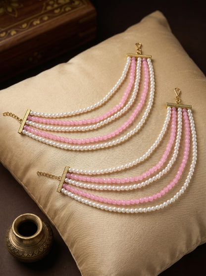Gold Plated Multi-Layer Pearl Beaded Ear Chain for Women and Girls