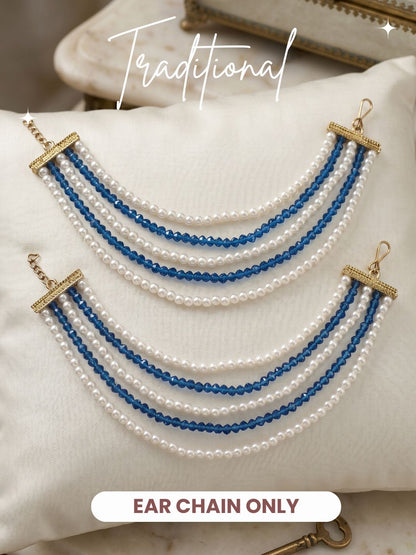 Gold Plated Multi-Layer Pearl Beaded Ear Chain for Women and Girls
