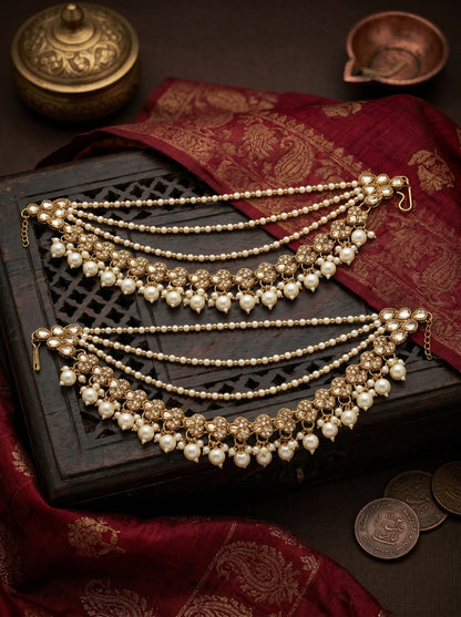 Traditional Pearl Beaded Ear Chain Accessory for Women and Girls