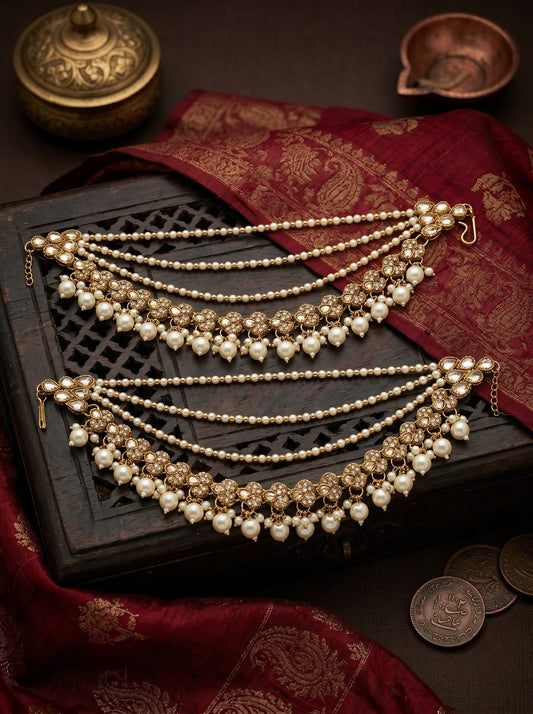 Traditional Pearl Beaded Ear Chain Accessory for Women and Girls