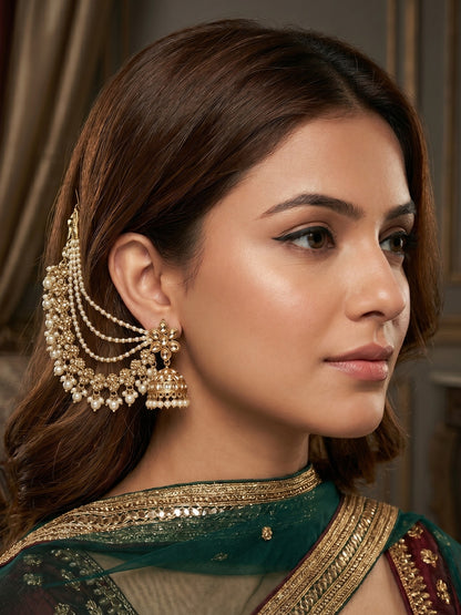 Traditional Pearl Beaded Ear Chain Accessory for Women and Girls
