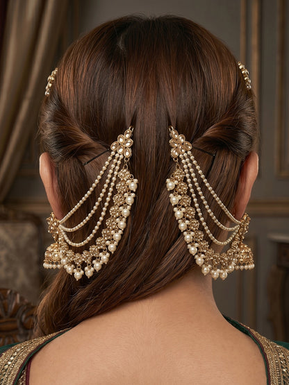 Traditional Pearl Beaded Ear Chain Accessory for Women and Girls