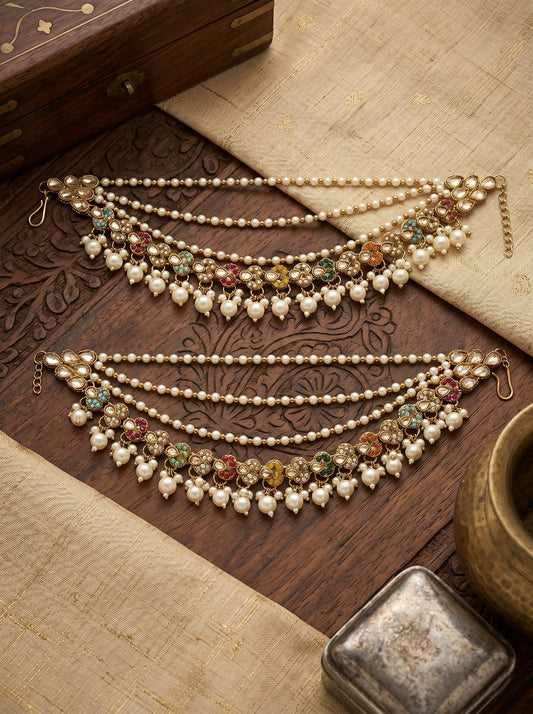 Traditional Pearl Beaded Ear Chain Accessory for Women and Girls