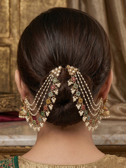 Traditional Pearl Beaded Ear Chain Accessory for Women and Girls