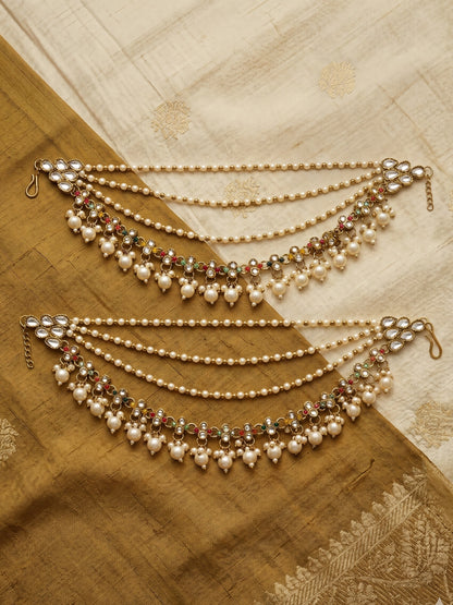 Traditional Pearl Beaded Ear Chain Accessory for Women and Girls