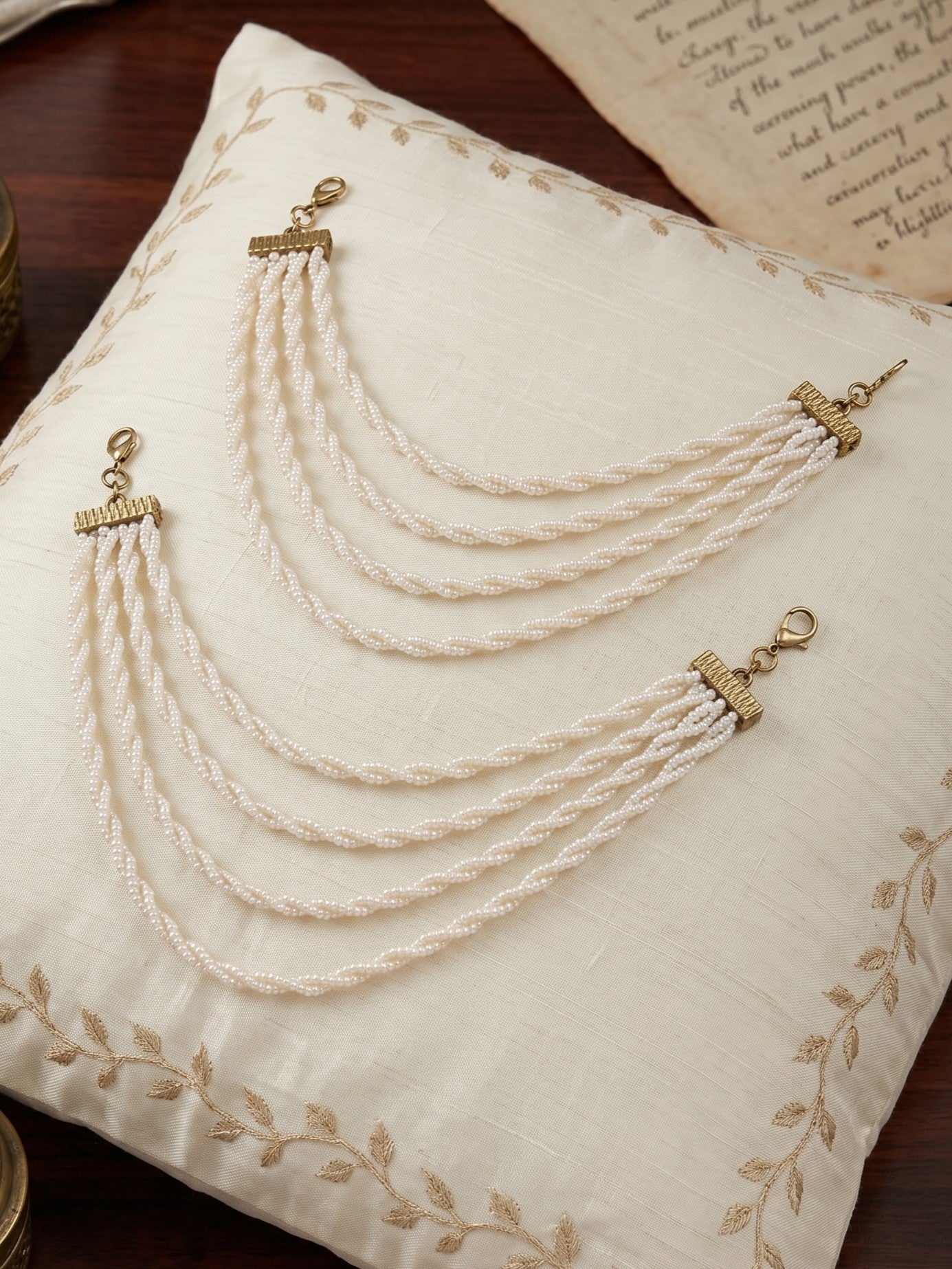 Traditional Pearl Beaded Ear Chain Accessory for Women and Girls