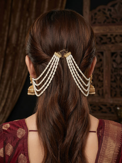 Traditional Pearl Beaded Ear Chain Accessory for Women and Girls