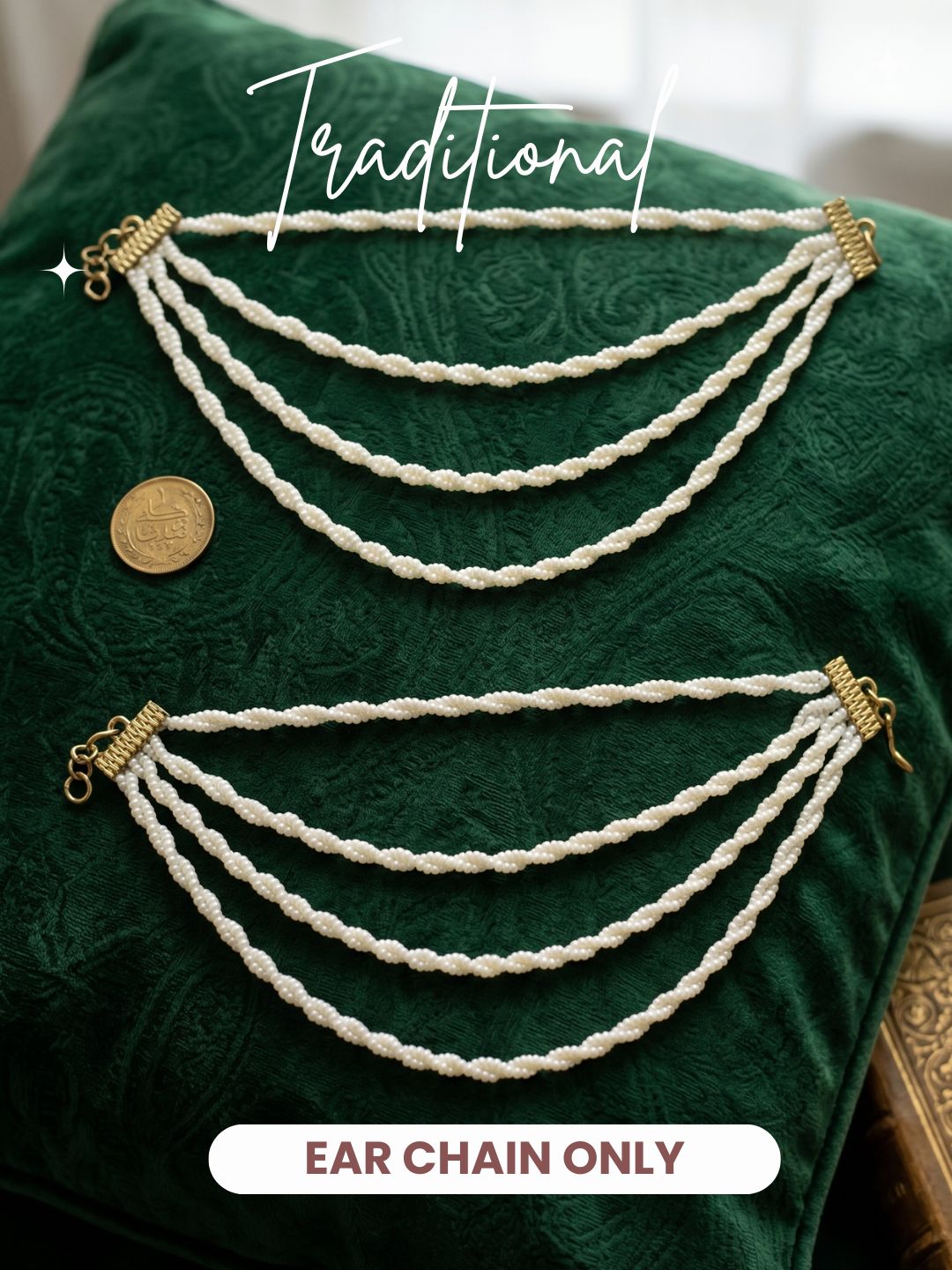 Traditional Pearl Beaded Ear Chain Accessory for Women and Girls