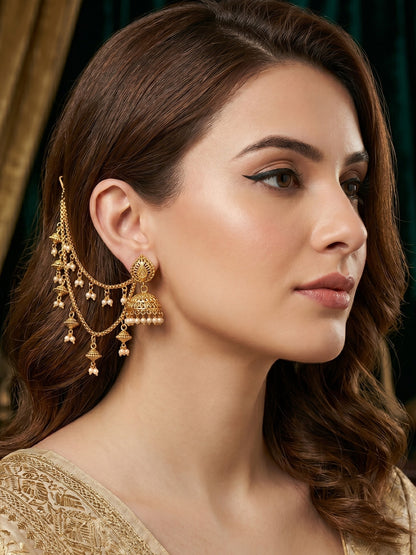 Traditional Pearl Beaded Ear Chain Accessory for Women and Girls