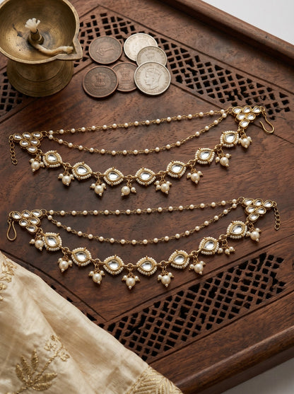 Traditional Pearl Beaded Ear Chain Accessory for Women and Girls