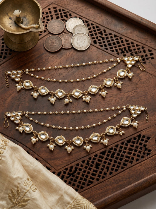 Traditional Pearl Beaded Ear Chain Accessory for Women and Girls