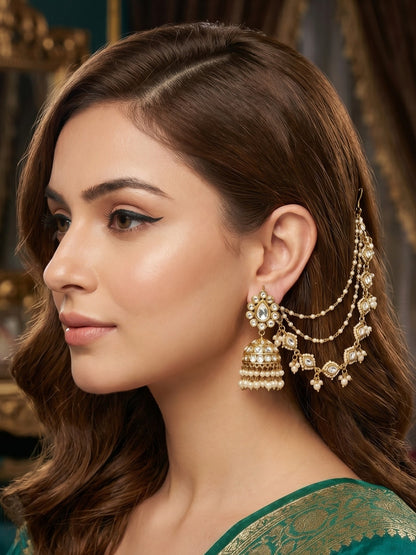 Traditional Pearl Beaded Ear Chain Accessory for Women and Girls