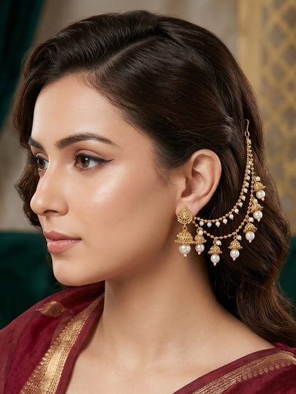 Traditional Pearl Beaded Ear Chain Accessory for Women and Girls