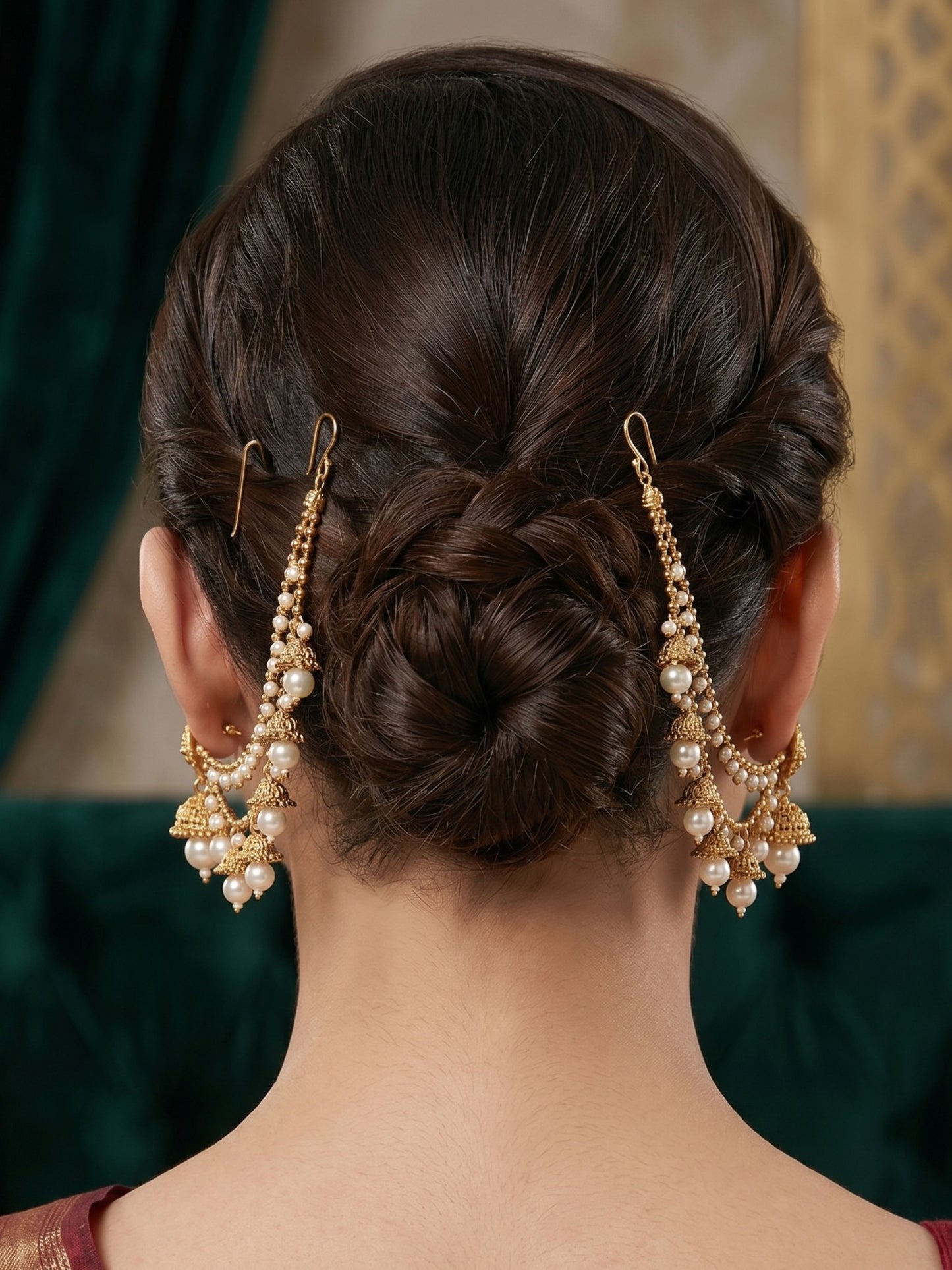 Traditional Pearl Beaded Ear Chain Accessory for Women and Girls