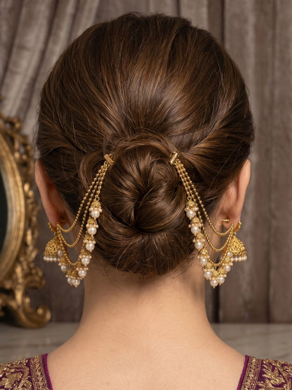 Traditional Pearl Beaded Ear Chain Accessory for Women and Girls