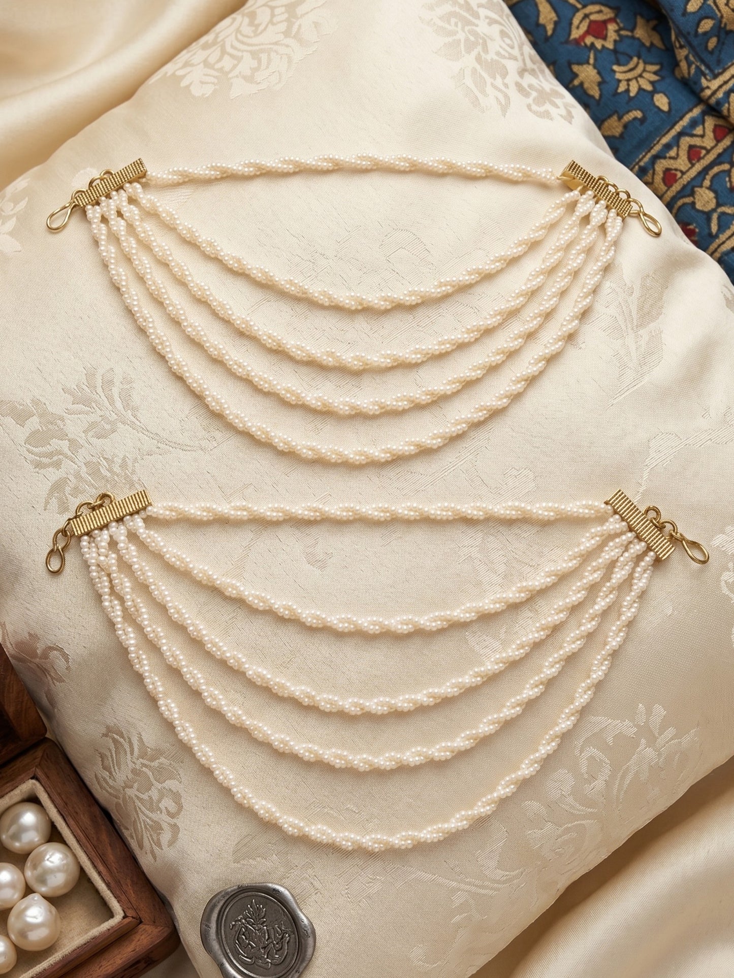 Traditional Pearl Beaded Ear Chain Accessory for Women and Girls