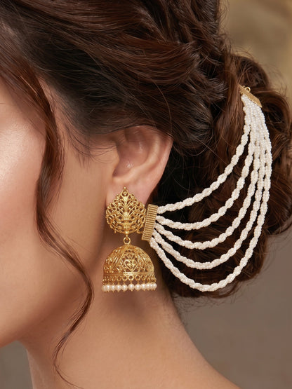 Traditional Pearl Beaded Ear Chain Accessory for Women and Girls