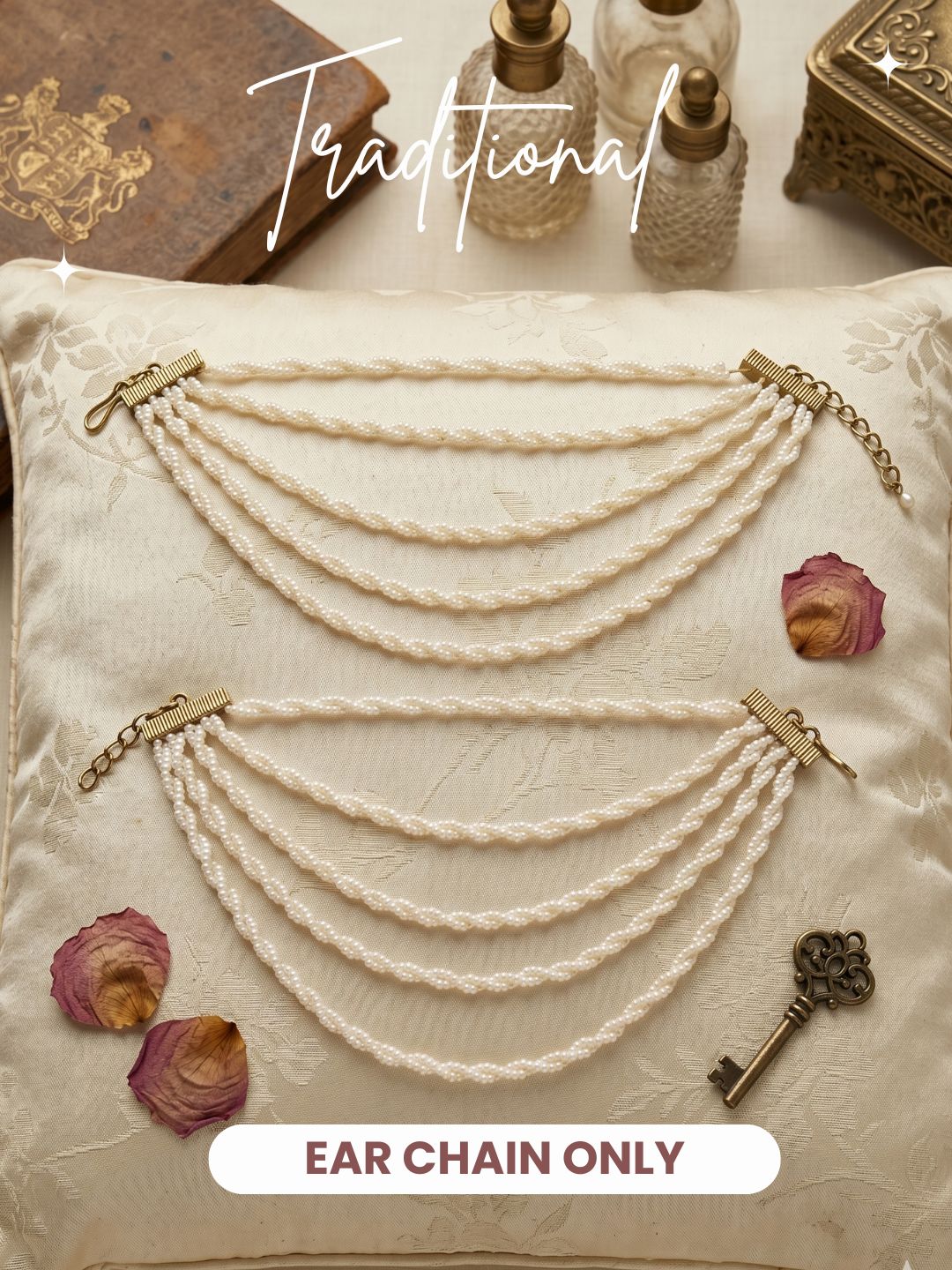 Traditional Pearl Beaded Ear Chain Accessory for Women and Girls
