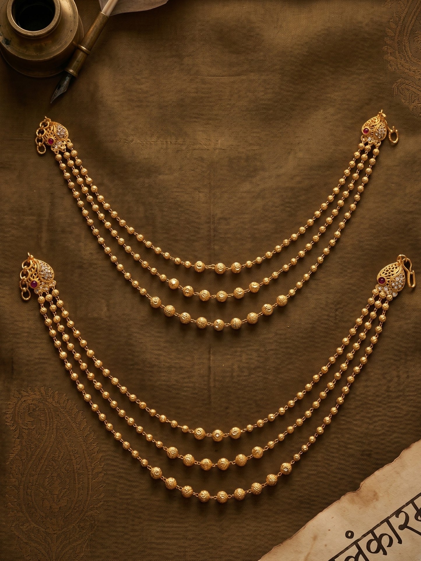 Traditional Pearl Beaded Ear Chain Accessory for Women and Girls