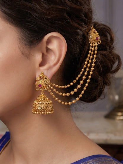 Traditional Pearl Beaded Ear Chain Accessory for Women and Girls
