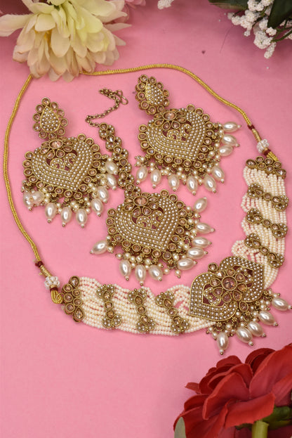 Heritage jewellery,choker necklace,trendy jewellery,latest designer jewellery set,pearl set,bridal necklace jhumkas,earrings,Bahubali earrings,indian jewellery,