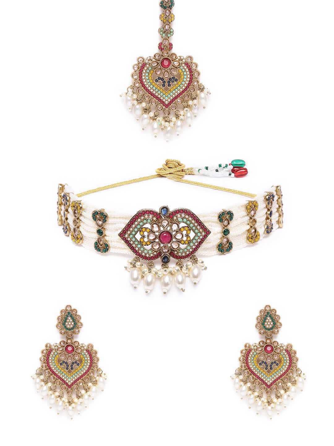 Heritage jewellery,choker necklace,trendy jewellery,latest designer jewellery set,pearl set,bridal necklace jhumkas,earrings,Bahubali earrings,indian jewellery,