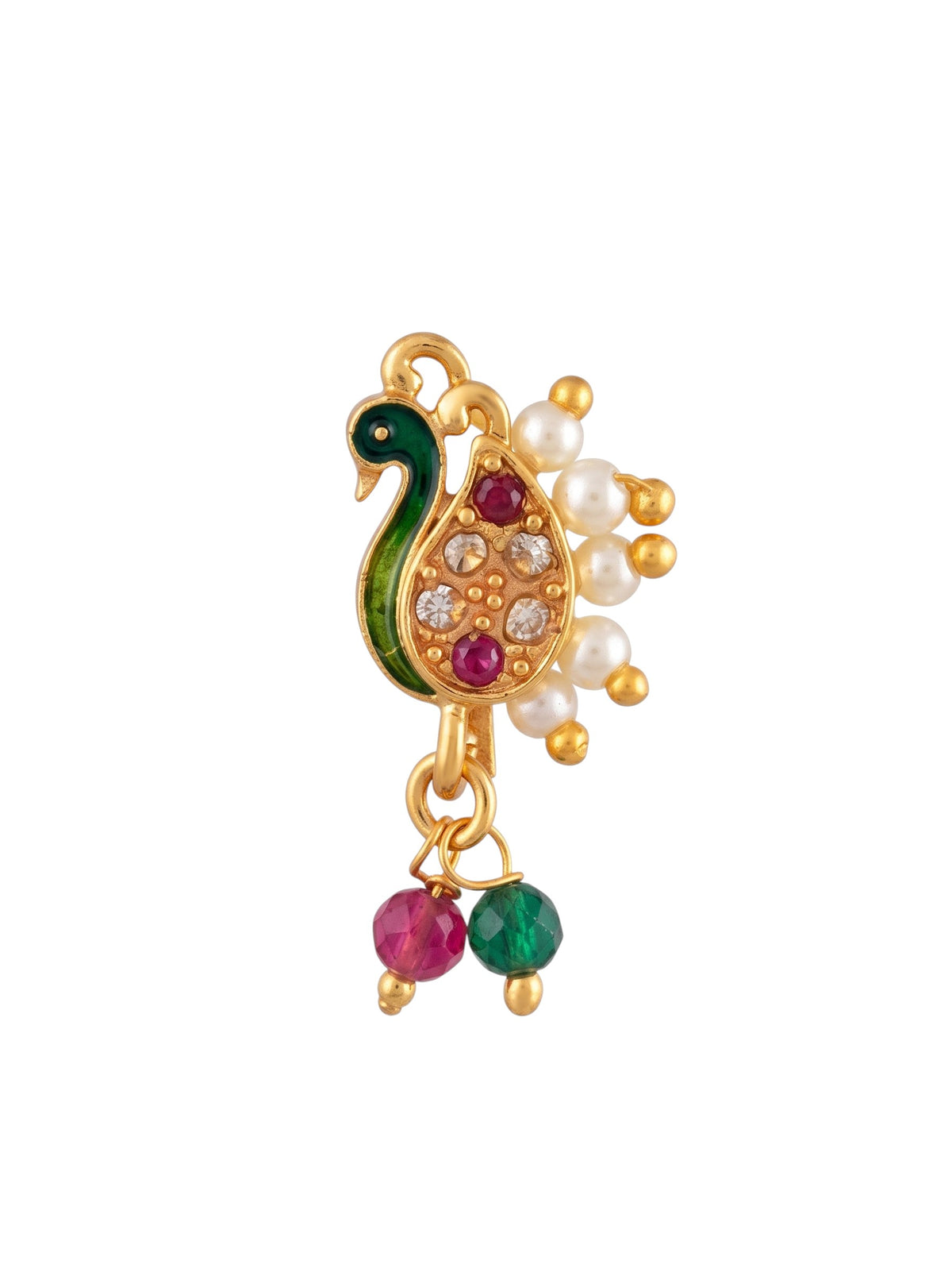 AD Stone Studded Maharashtrian Style Non Piercing Stud Nose Pin