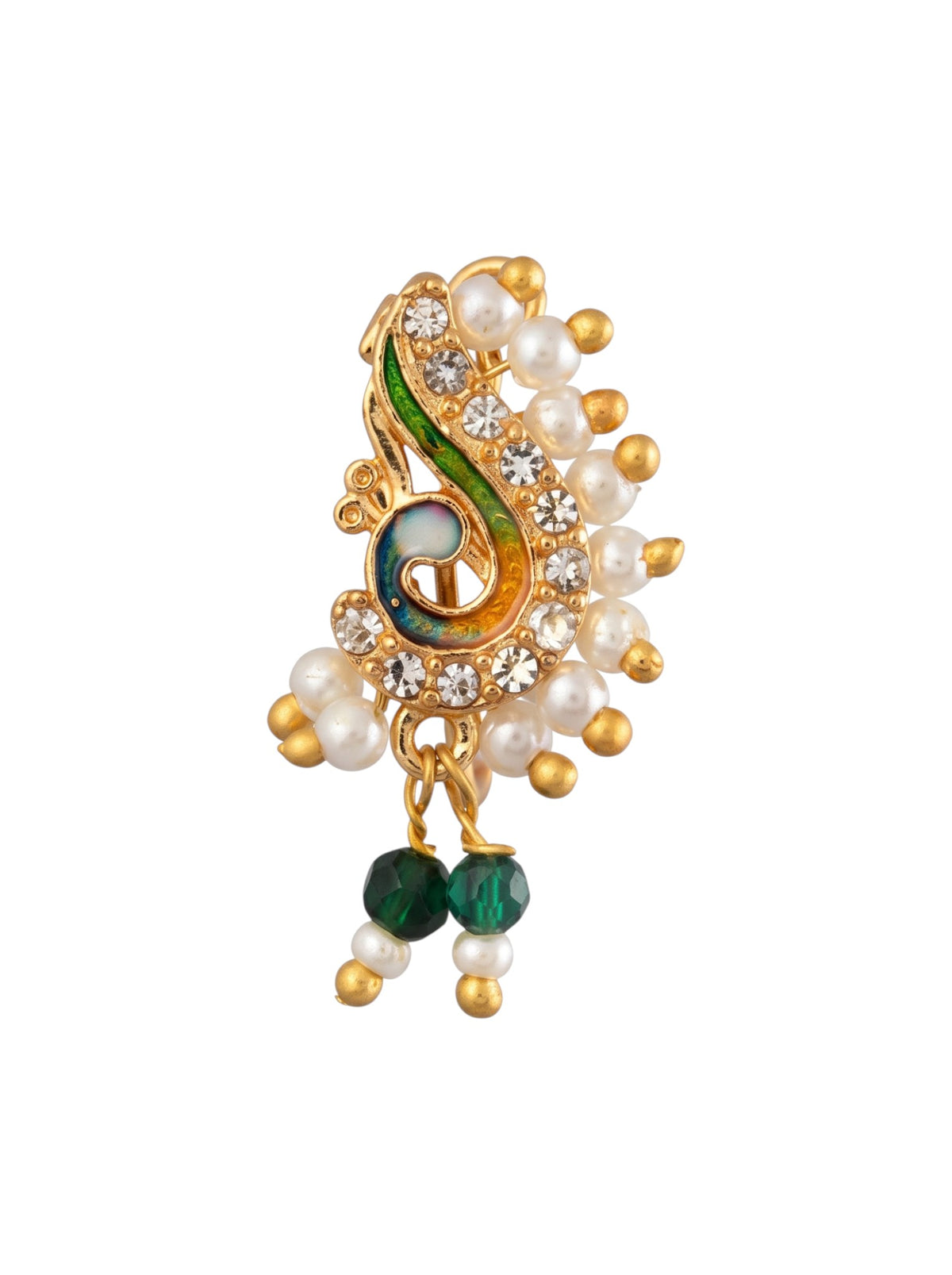 AD Stone Studded Maharashtrian Style Non Piercing Stud Nose Pin