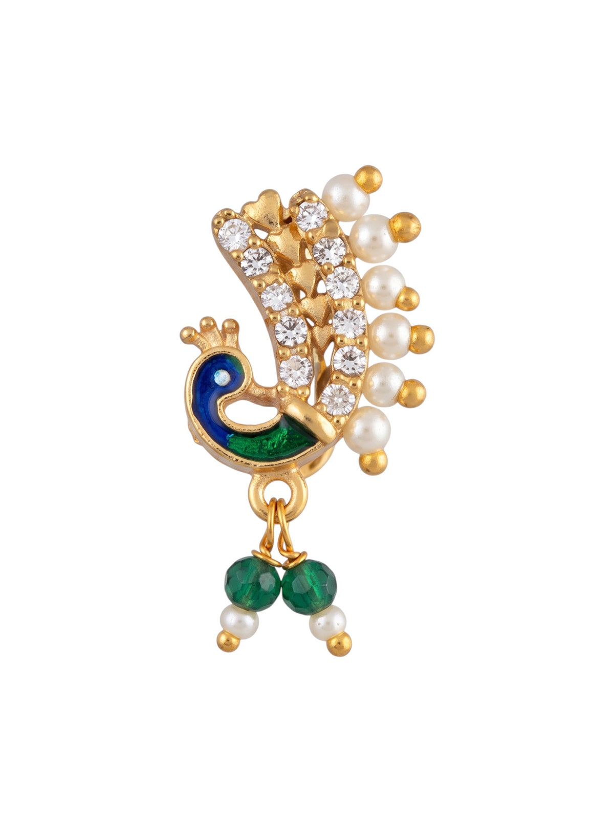 AD Stone Studded Maharashtrian Style Non Piercing Stud Nose Pin
