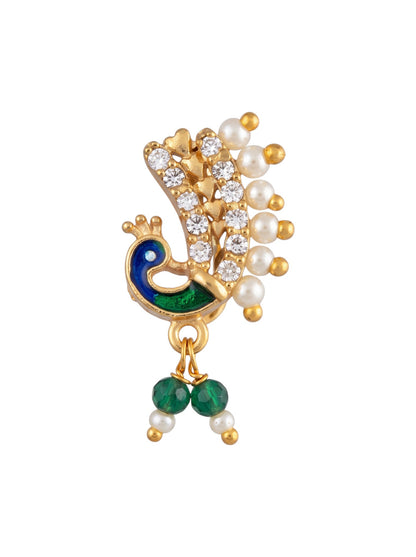 AD Stone Studded Maharashtrian Style Non Piercing Stud Nose Pin