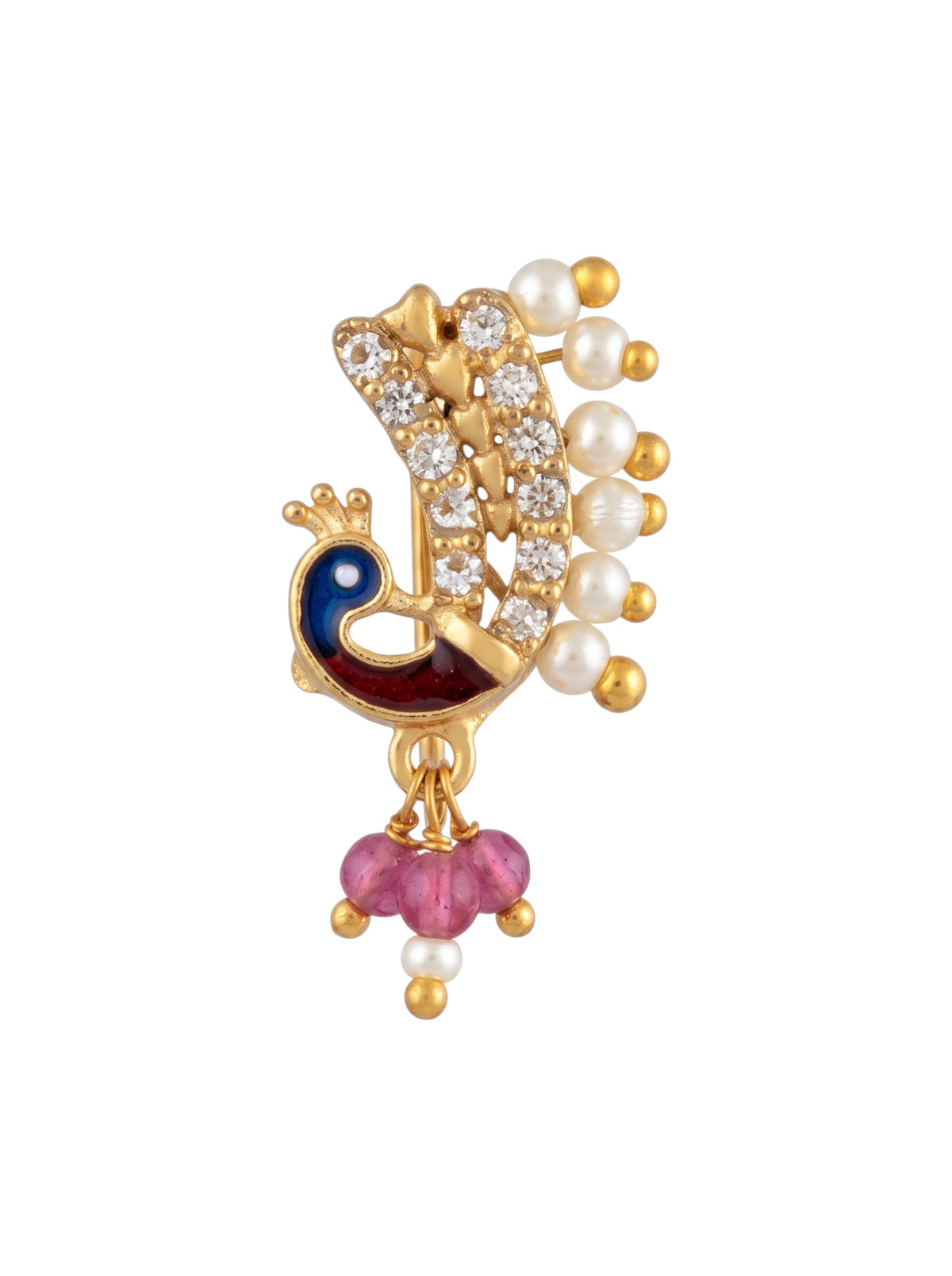 AD Stone Studded Maharashtrian Style Non Piercing Stud Nose Pin